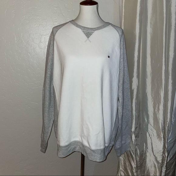 🎉HP🎉NWOT Tommy Hilfiger Crewneck Pullover Sweatshirt White/Gray Size Men's XXL - Picture 11 of 12